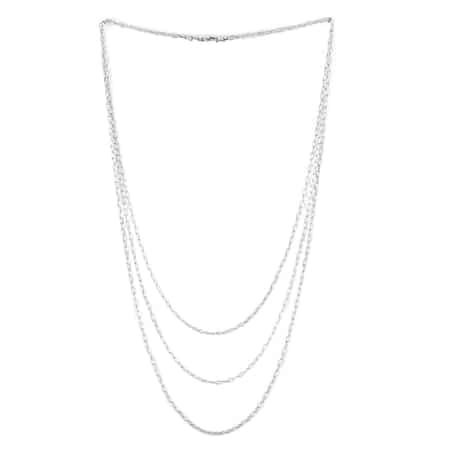 Sterling Silver 2.2mm Layered Necklace 20 Inches 8.9 Grams image number 2
