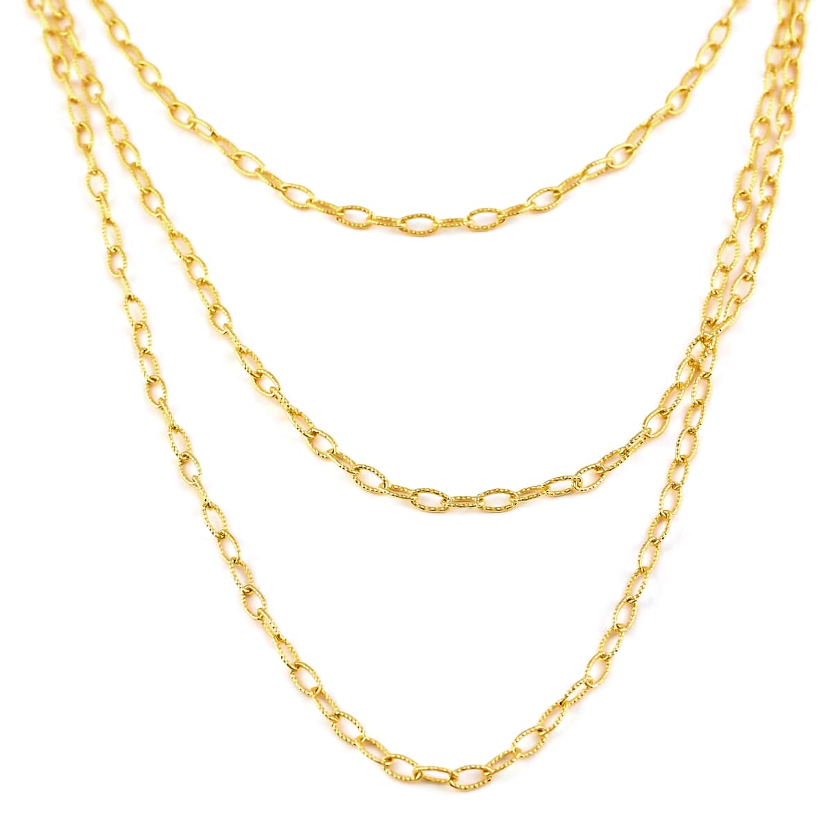 14K Yellow Gold Over Sterling Silver 2.2mm Three Layered Necklace 20 Inches 8.90 Grams image number 0