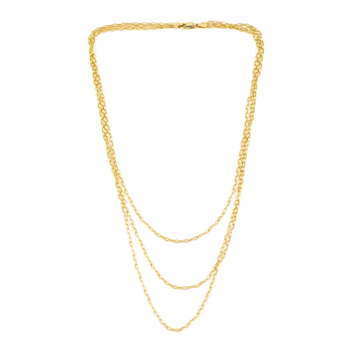 14K Yellow Gold Over Sterling Silver 2.2mm Three Layered Necklace 20 Inches 8.90 Grams image number 3