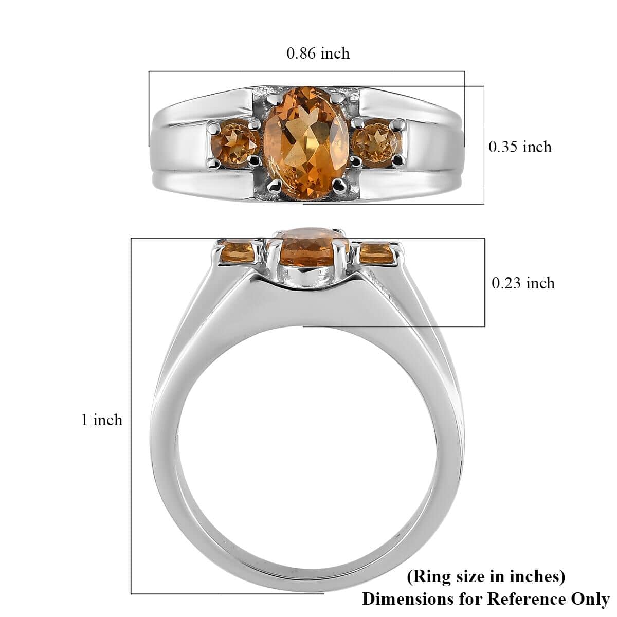 Serra Gaucha Citrine Men's Ring in Stainless Steel (Size 14.0) 1.50 ctw image number 5