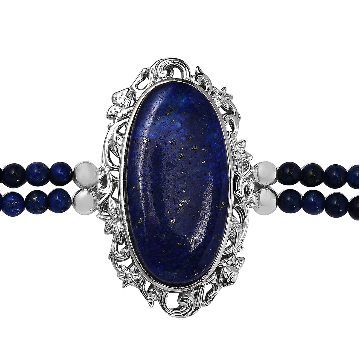 Lapis Lazuli Paper Clip Chain Toggle Clasp Bracelet in Platinum Over Copper with Magnet (7.25-8.00In) 38.80 ctw image number 3