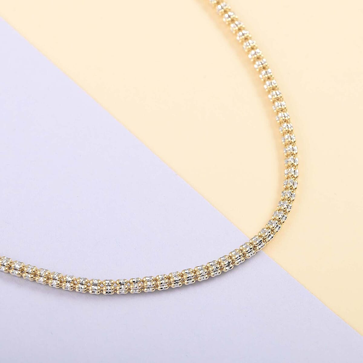 Vegas Closeout Deal 10K Yellow and White Gold 3mm Twotone Ice Necklace 20 Inches 15.80 Grams image number 1