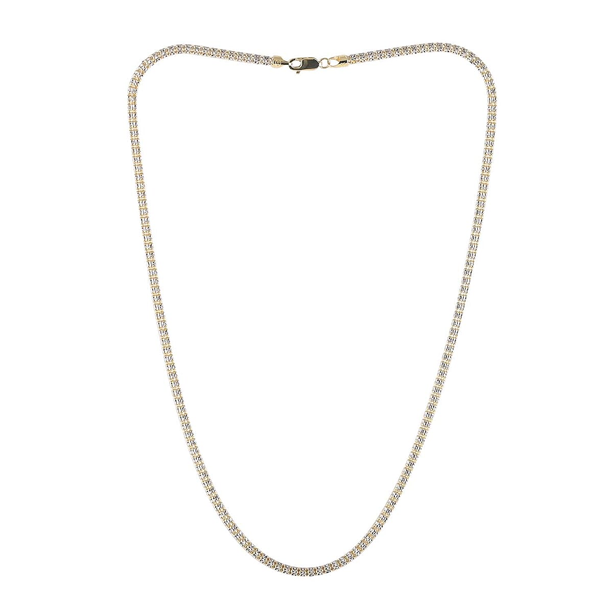 Vegas Closeout Deal 10K Yellow and White Gold 3mm Twotone Ice Necklace 20 Inches 15.80 Grams image number 2