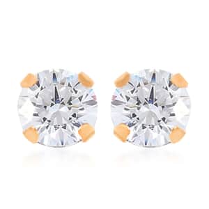 10K Yellow Gold Simulated Diamond Solitaire Stud Earrings 0.15 ctw