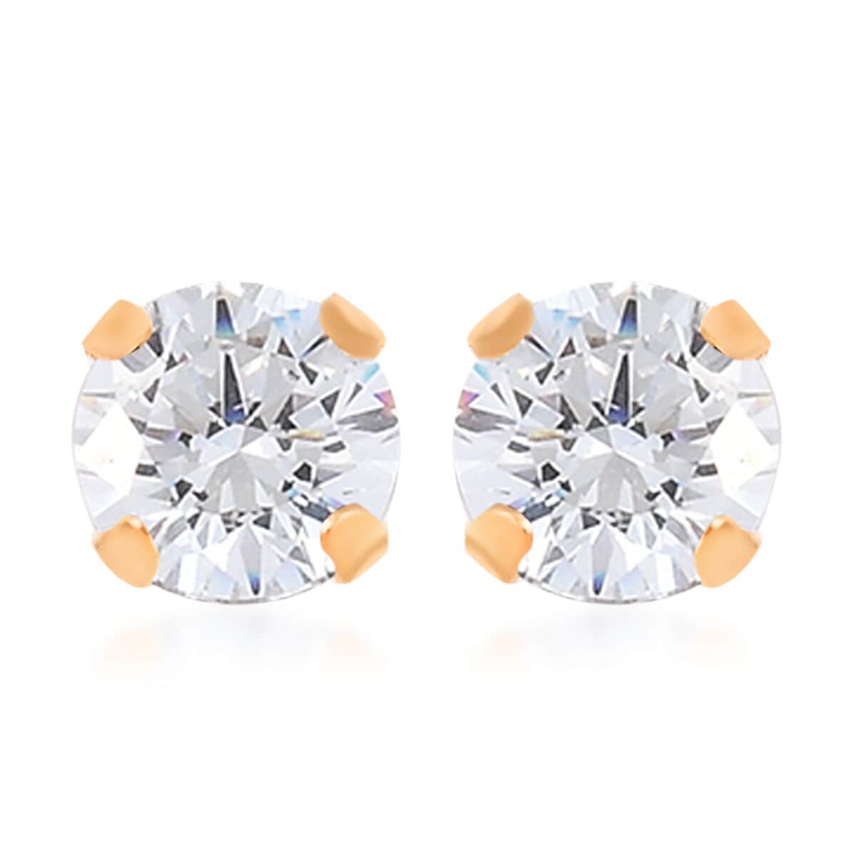 10K Yellow Gold Simulated Diamond Solitaire Stud Earrings 0.15 ctw image number 0