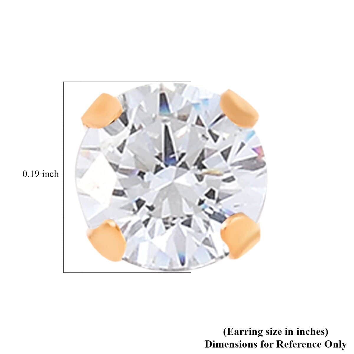 10K Yellow Gold Simulated Diamond Solitaire Stud Earrings 0.15 ctw image number 4