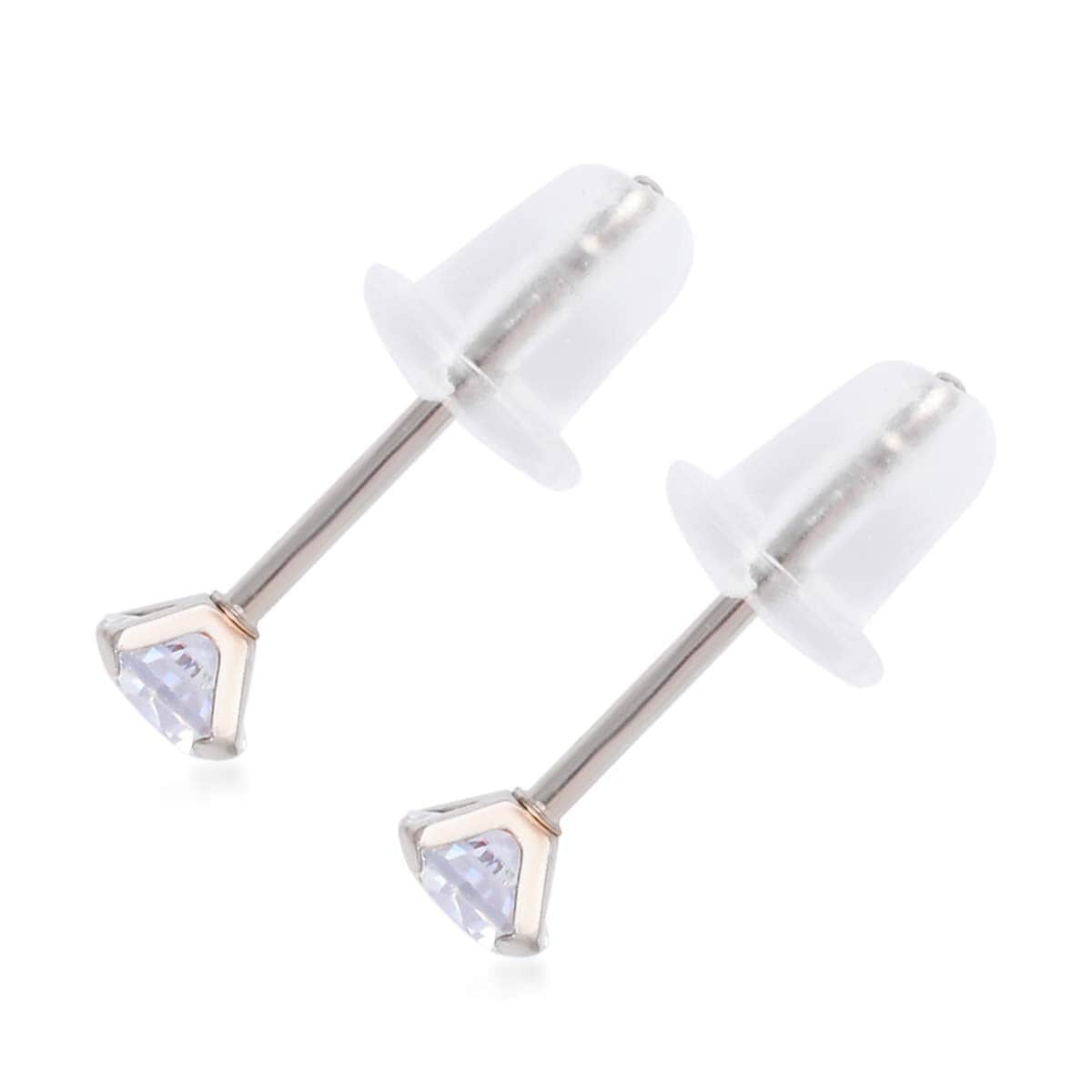 10K White Gold Simulated Diamond Solitaire Stud Earrings 0.15 ctw image number 3
