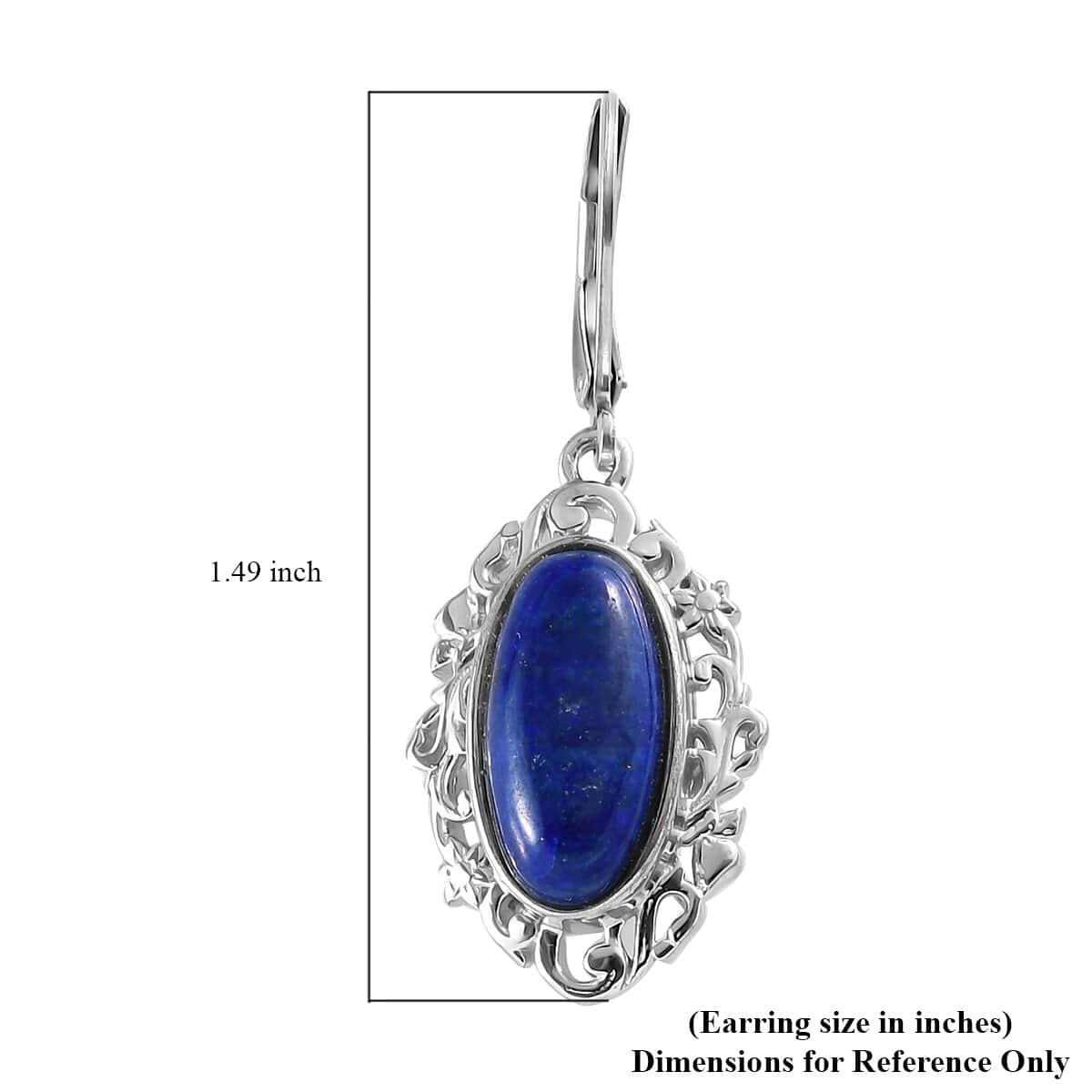 Lapis Lazuli Solitaire Lever Back Earrings in Platinum Over Copper with Magnet and Stainless Steel 8.15 ctw , Tarnish-Free, Waterproof, Sweat Proof Jewelry image number 4