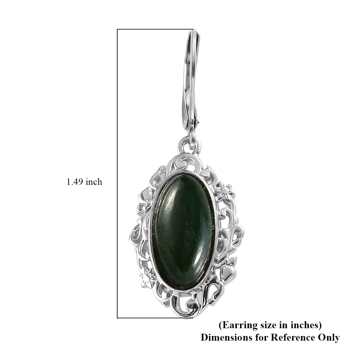 Green Aventurine Solitaire Lever Back Earrings in Platinum Over Copper with Magnet and Stainless Steel 7.75 ctw image number 4