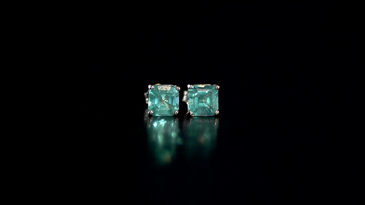 LUXORO 10K Yellow Gold Premium Madagascar Paraiba Apatite Solitaire Stud Earrings 1.30 ctw