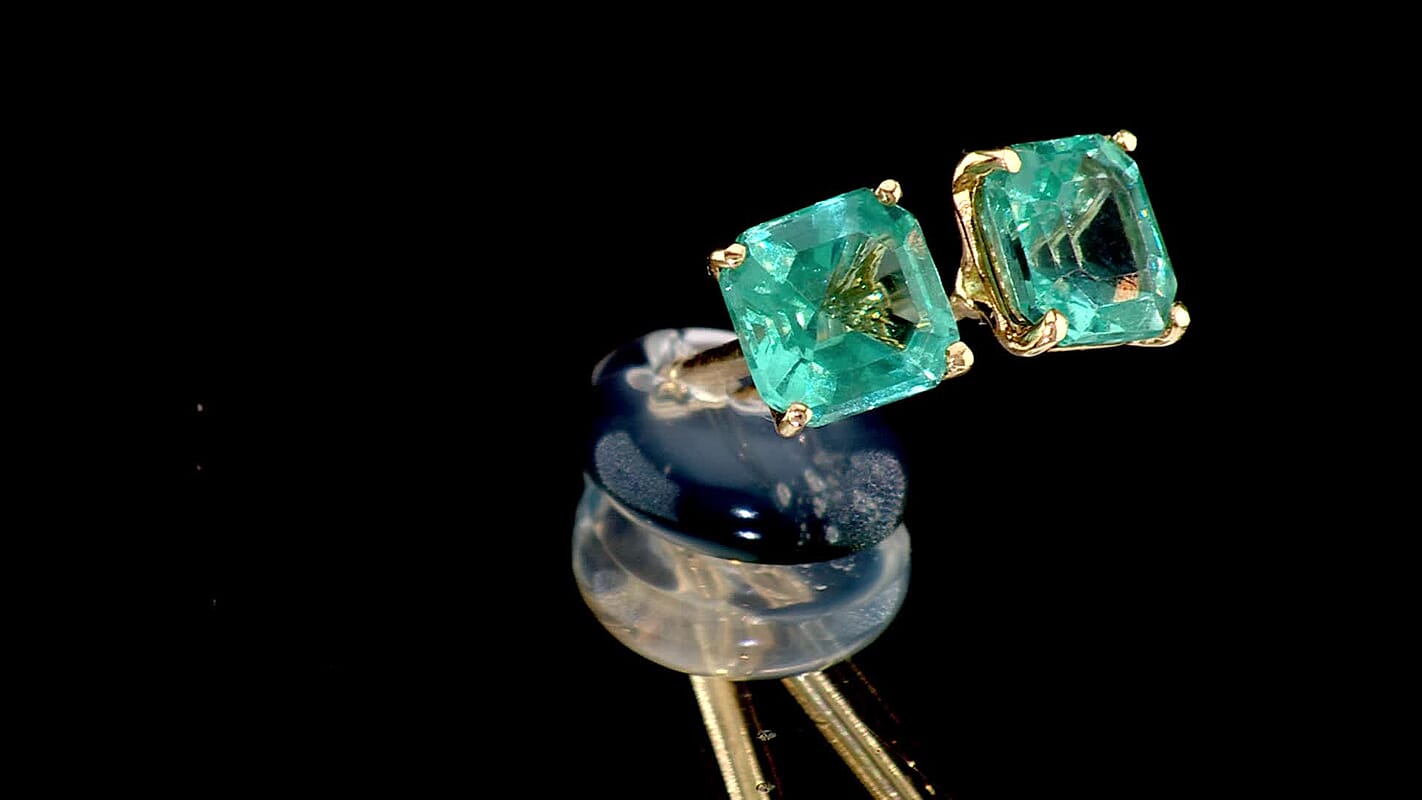 LUXORO 10K Yellow Gold Premium Madagascar Paraiba Apatite Solitaire Stud Earrings 1.30 ctw