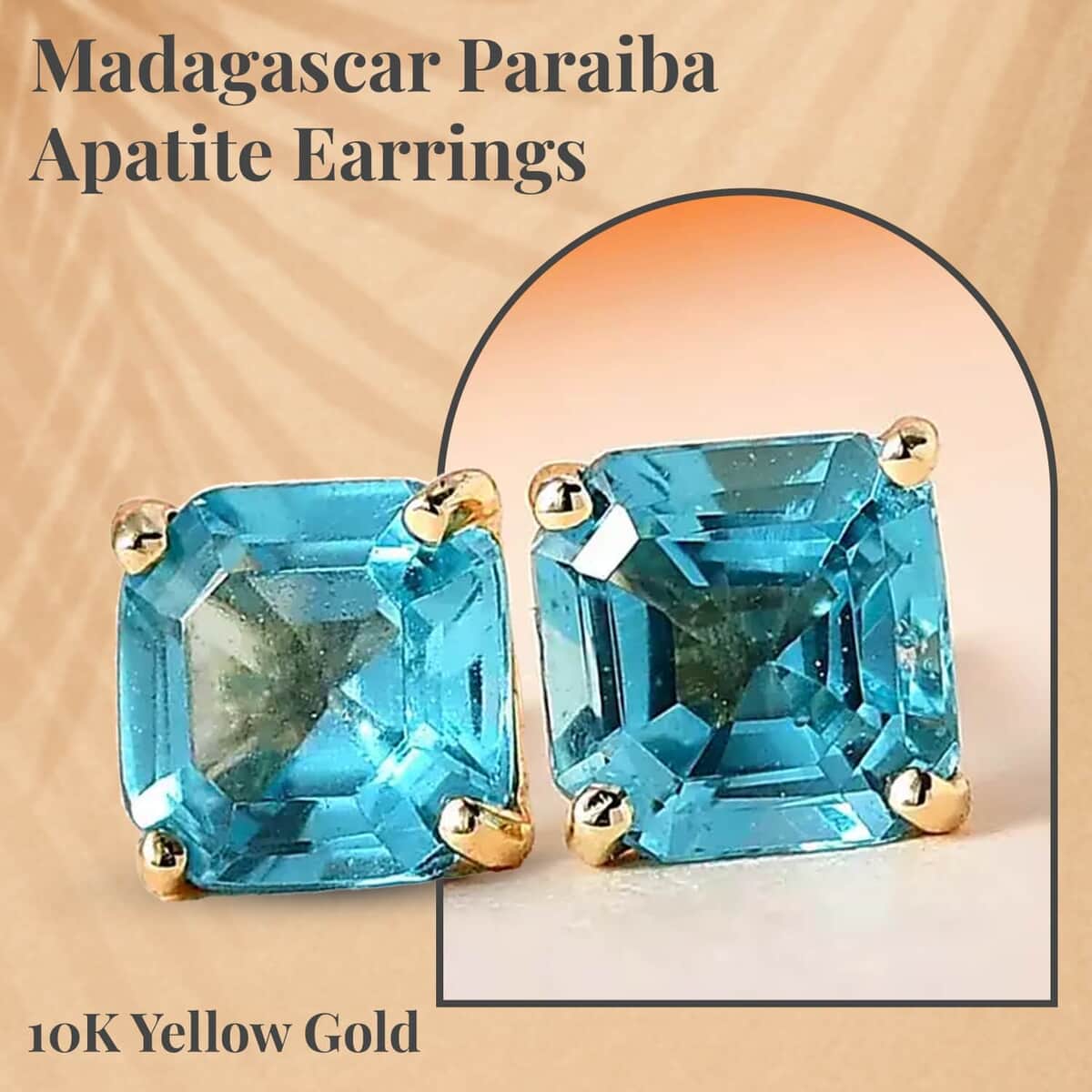 Luxoro 10K Yellow Gold Premium Madagascar Paraiba Apatite Earrings, Solitaire Stud, Gold Solitaire Earrings, Weddings Gifts 1.30 ctw image number 2