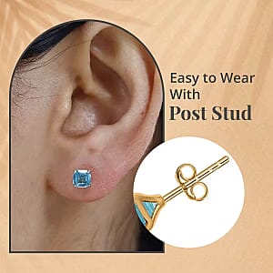 Premium Betroka Blue Apatite 1.30 ctw Solitaire Stud Earrings in 10K Yellow Gold