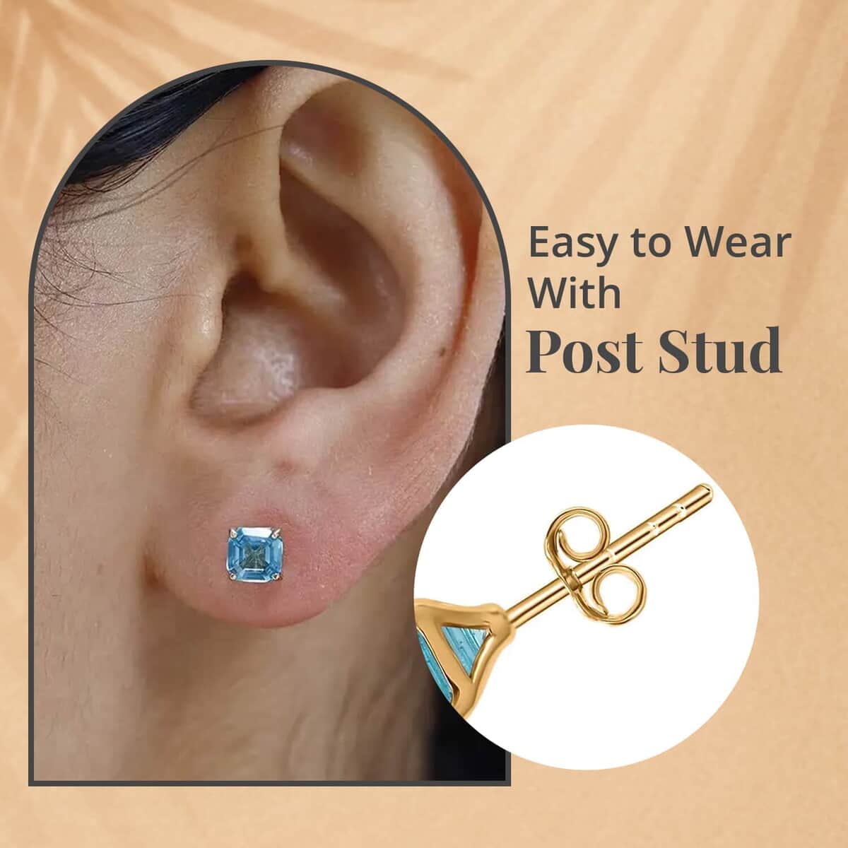 Luxoro 10K Yellow Gold Premium Madagascar Paraiba Apatite Earrings, Solitaire Stud, Gold Solitaire Earrings, Weddings Gifts 1.30 ctw image number 3