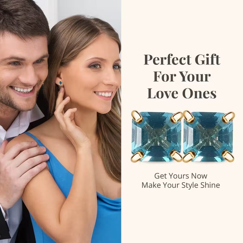 Premium Betroka Blue Apatite 1.30 ctw Solitaire Stud Earrings in 10K Yellow Gold