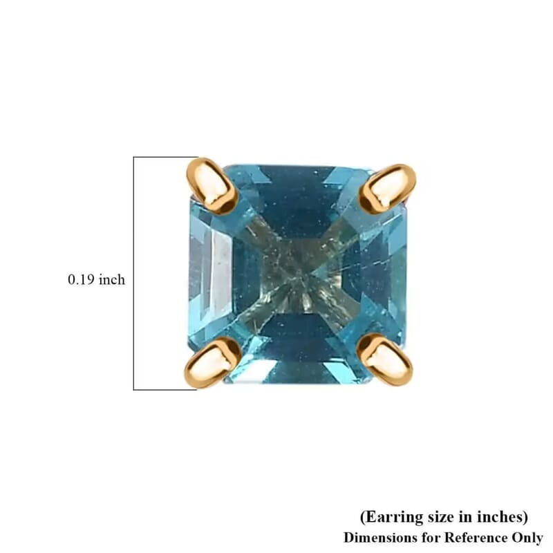Premium Betroka Blue Apatite 1.30 ctw Solitaire Stud Earrings in 10K Yellow Gold