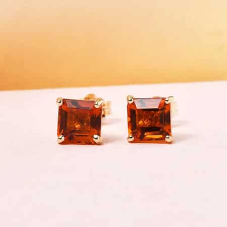 Luxoro 10K Yellow Gold Premium Santa Ana Madeira Citrine Earrings, Solitaire Stud, Gold Solitaire Earrings, Weddings Gifts 1.35 ctw image number 1