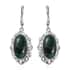 African Malachite Solitaire Lever Back Earrings in Platinum Over Copper with Magnet and Stainless Steel 8.85 ctw image number 0