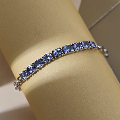 Tanzanite Paper Clip Chain Bracelet in Platinum Over Sterling Silver (7.25 In) 3.15 ctw