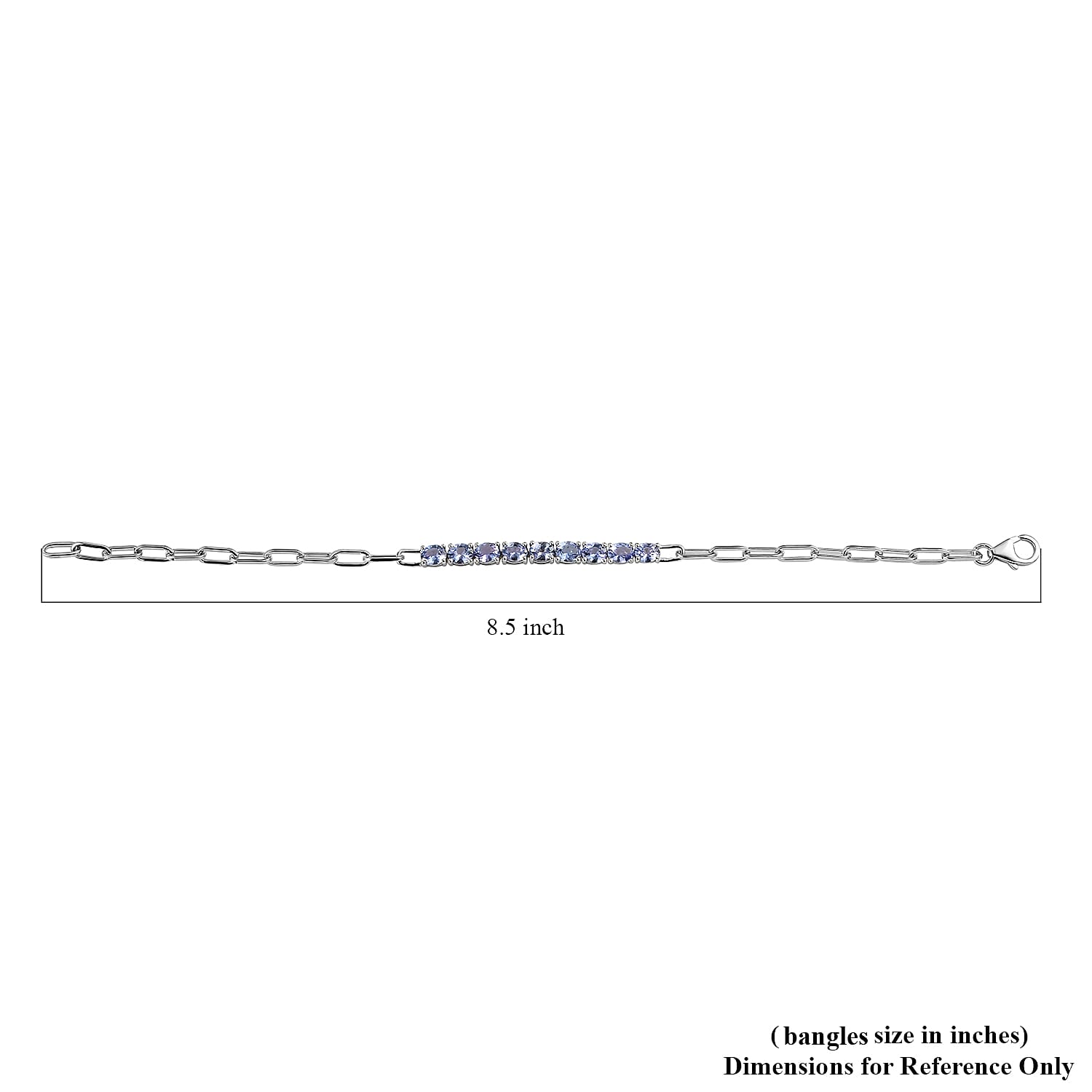 Tanzanite Paper Clip Chain Bracelet in Platinum Over Sterling Silver (7.25 In) 3.15 ctw