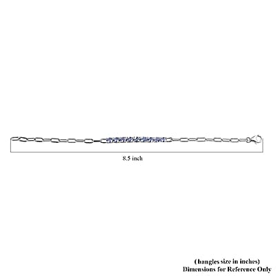 Tanzanite Paper Clip Chain Bracelet in Platinum Over Sterling Silver (7.25 In) 3.15 ctw
