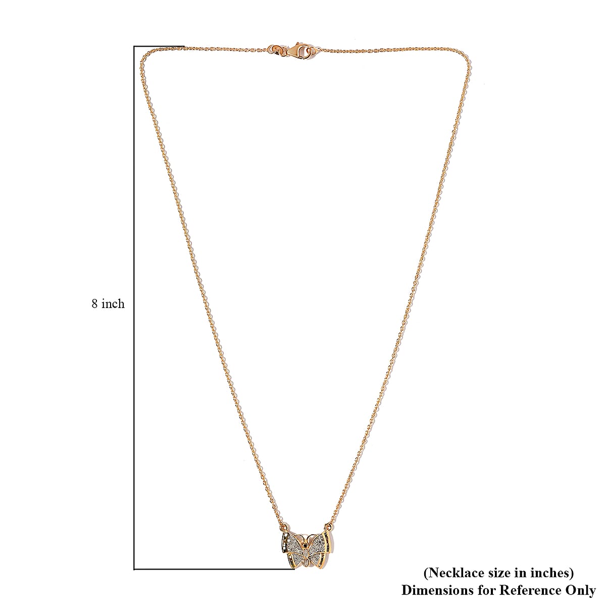 GP Italian Garden Collection Multi Diamond Cluster Butterfly Necklace 20 Inches in Vermeil Yellow Gold Over Sterling Silver 0.50 ctw image number 5