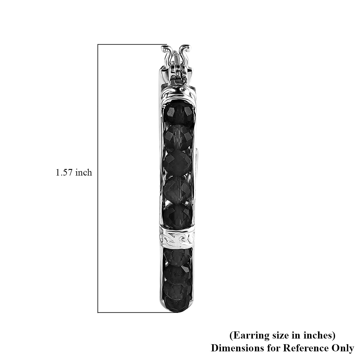 Thai Black Spinel 24.40 ctw Earrings in Platinum Bond image number 3