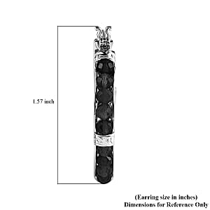 Thai Black Spinel 24.40 ctw Earrings in Platinum Bond