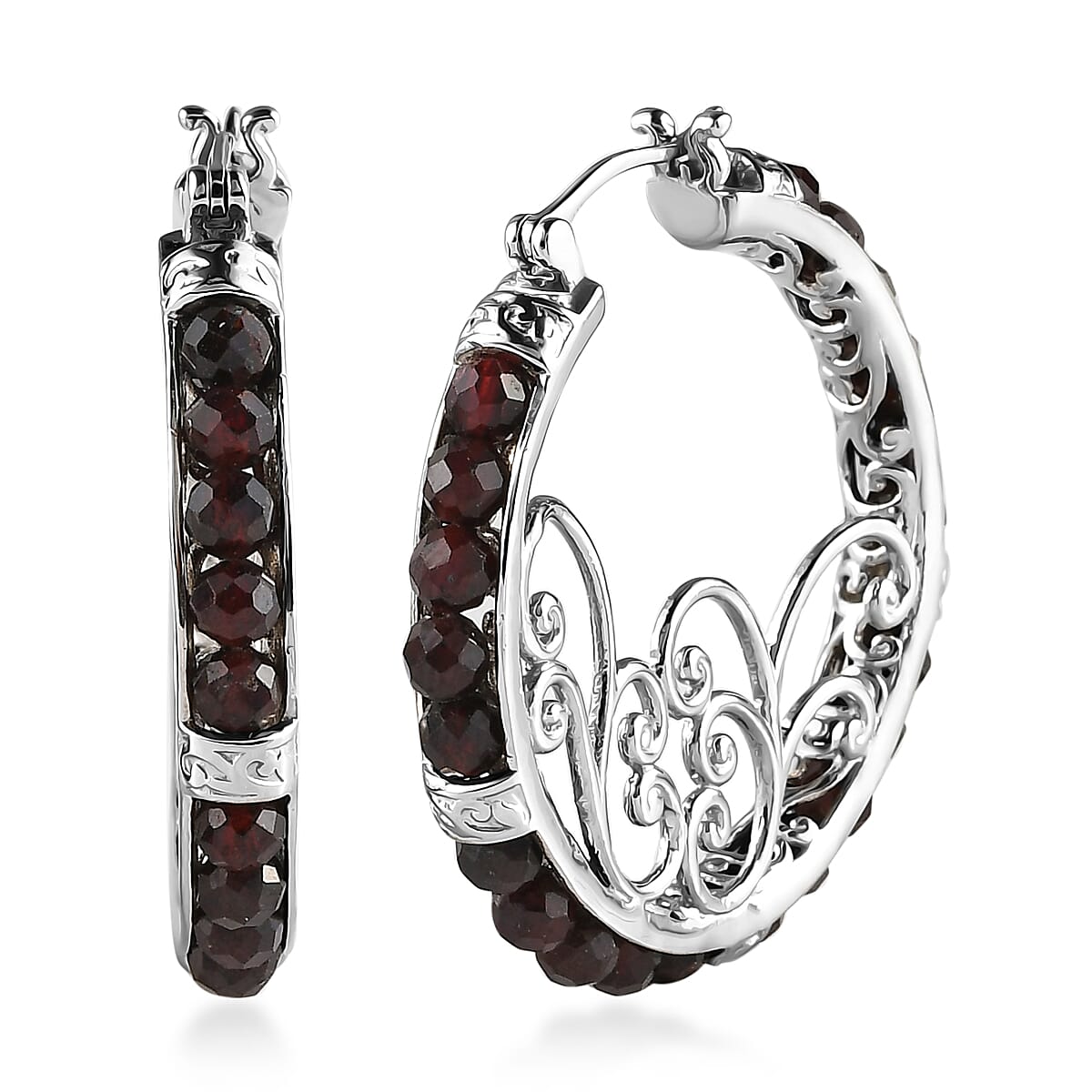 Mozambique Garnet 26.80 ctw Earrings in Platinum Bond