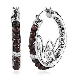 Mozambique Garnet 26.80 ctw Earrings in Platinum Bond