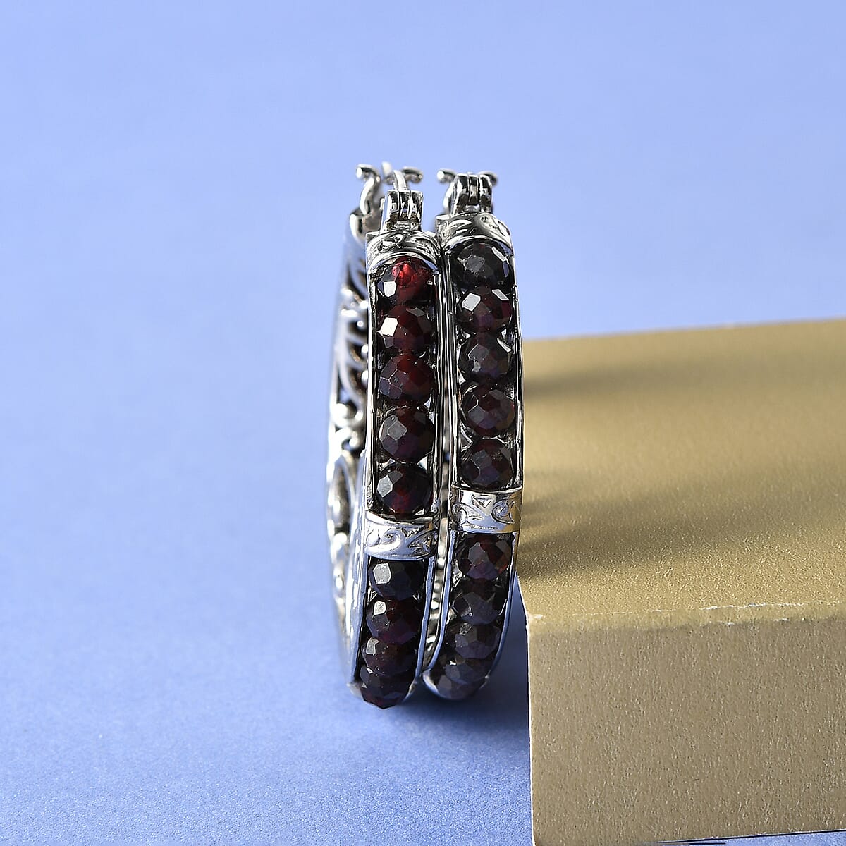 Mozambique Garnet 26.80 ctw Earrings in Platinum Bond image number 1