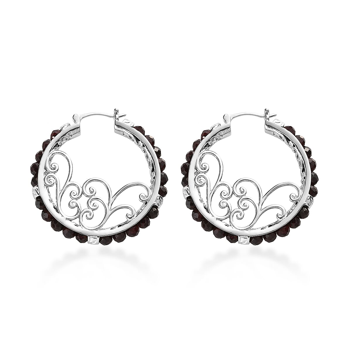 Mozambique Garnet 26.80 ctw Earrings in Platinum Bond image number 3