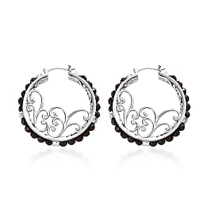 Mozambique Garnet 26.80 ctw Earrings in Platinum Bond