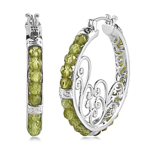Hebei Peridot 22.30 ctw Earrings in Platinum Bond
