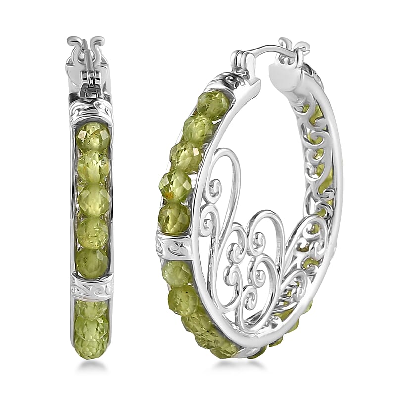 Hebei Peridot 22.30 ctw Earrings in Platinum Bond