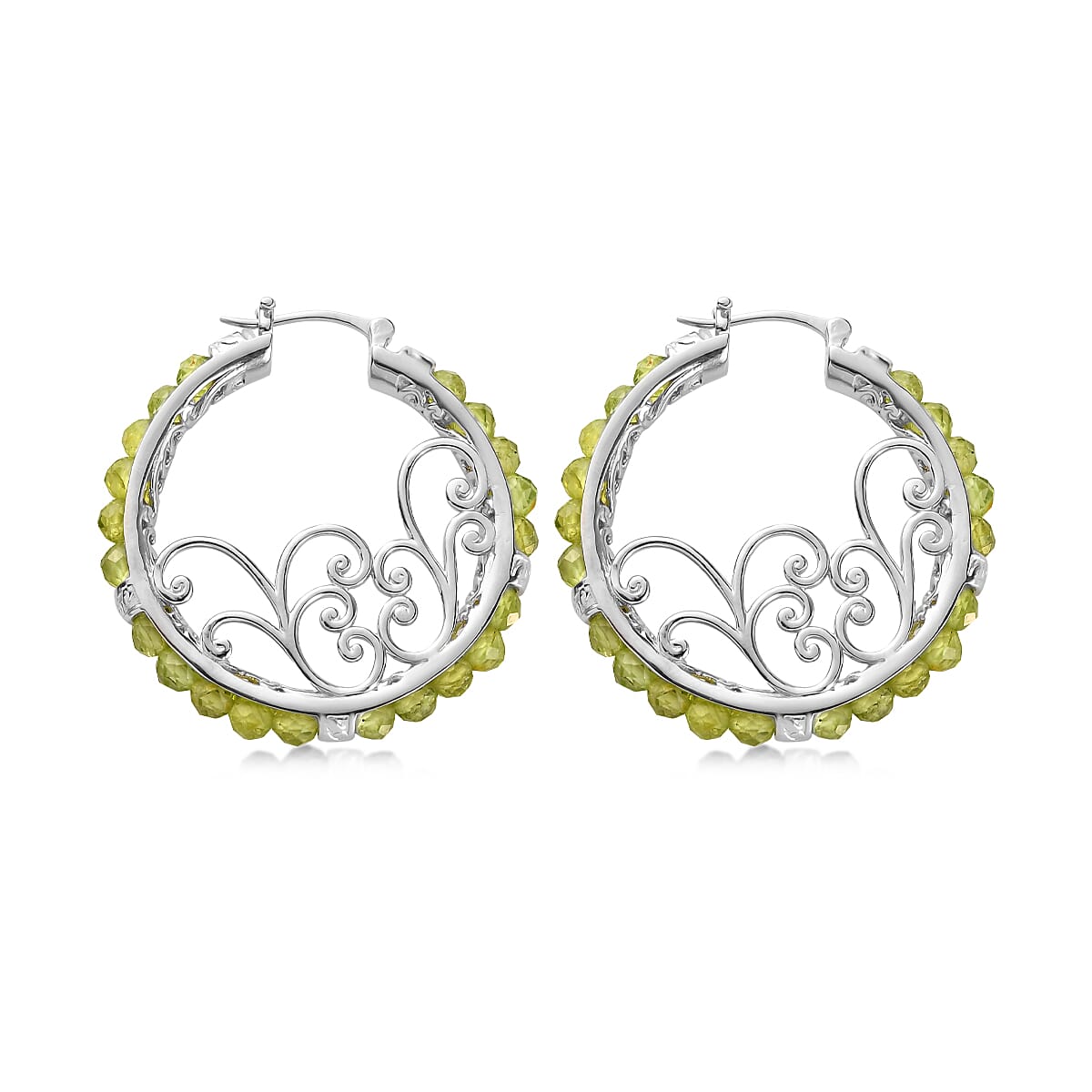 Hebei Peridot 22.30 ctw Earrings in Platinum Bond