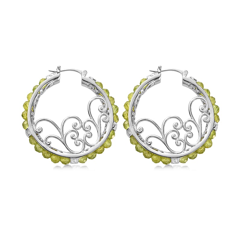 Hebei Peridot 22.30 ctw Earrings in Platinum Bond