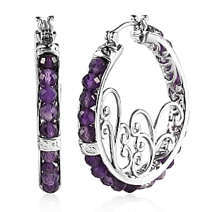 African Amethyst 17.25 ctw Earrings in Platinum Bond