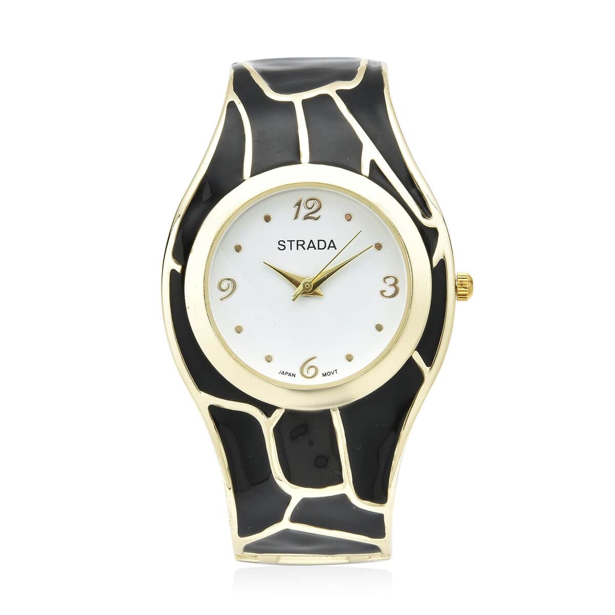 STRADA Black Enameled Japanese Movement Watch in Goldtone Strap (29.50mm) (7.0-7.75 Inch) image number 0