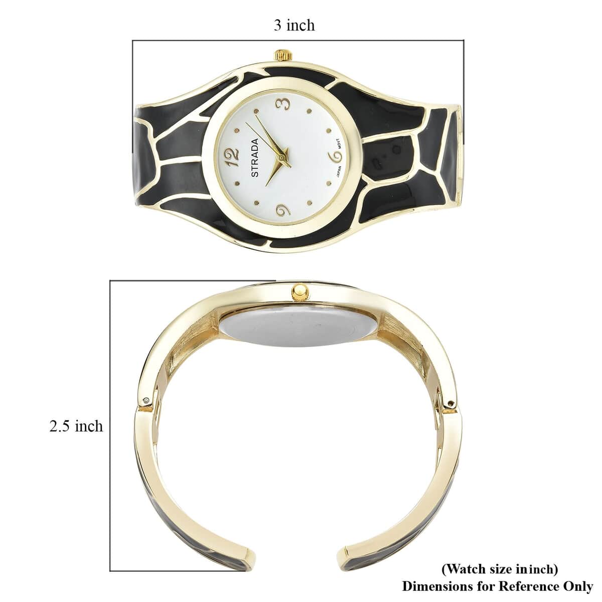 STRADA Black Enameled Japanese Movement Watch in Goldtone Strap (29.50mm) (7.0-7.75 Inch) image number 6