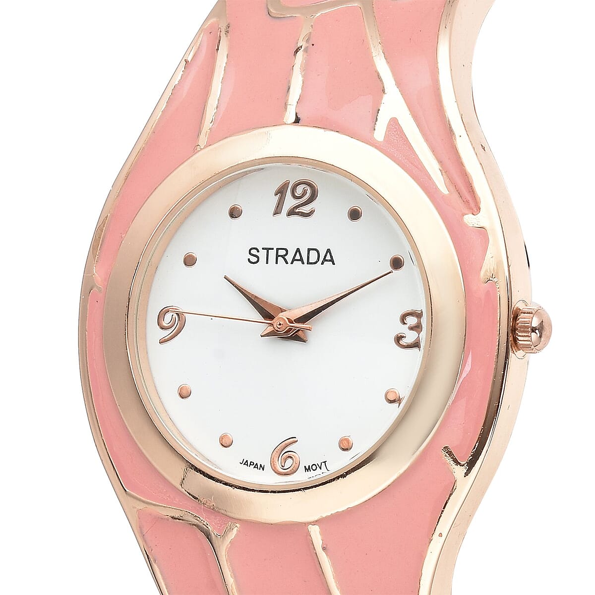 Strada Pink Enameled Japanese Movement Watch in Rosetone Strap (29.50mm) (7.0-7.75 Inch) image number 3