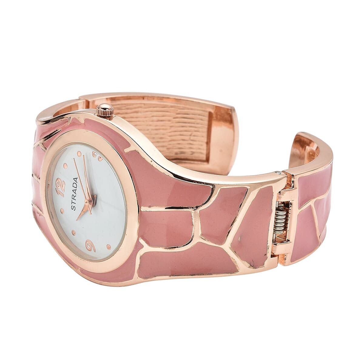 Strada Pink Enameled Japanese Movement Watch in Rosetone Strap (29.50mm) (7.0-7.75 Inch) image number 4