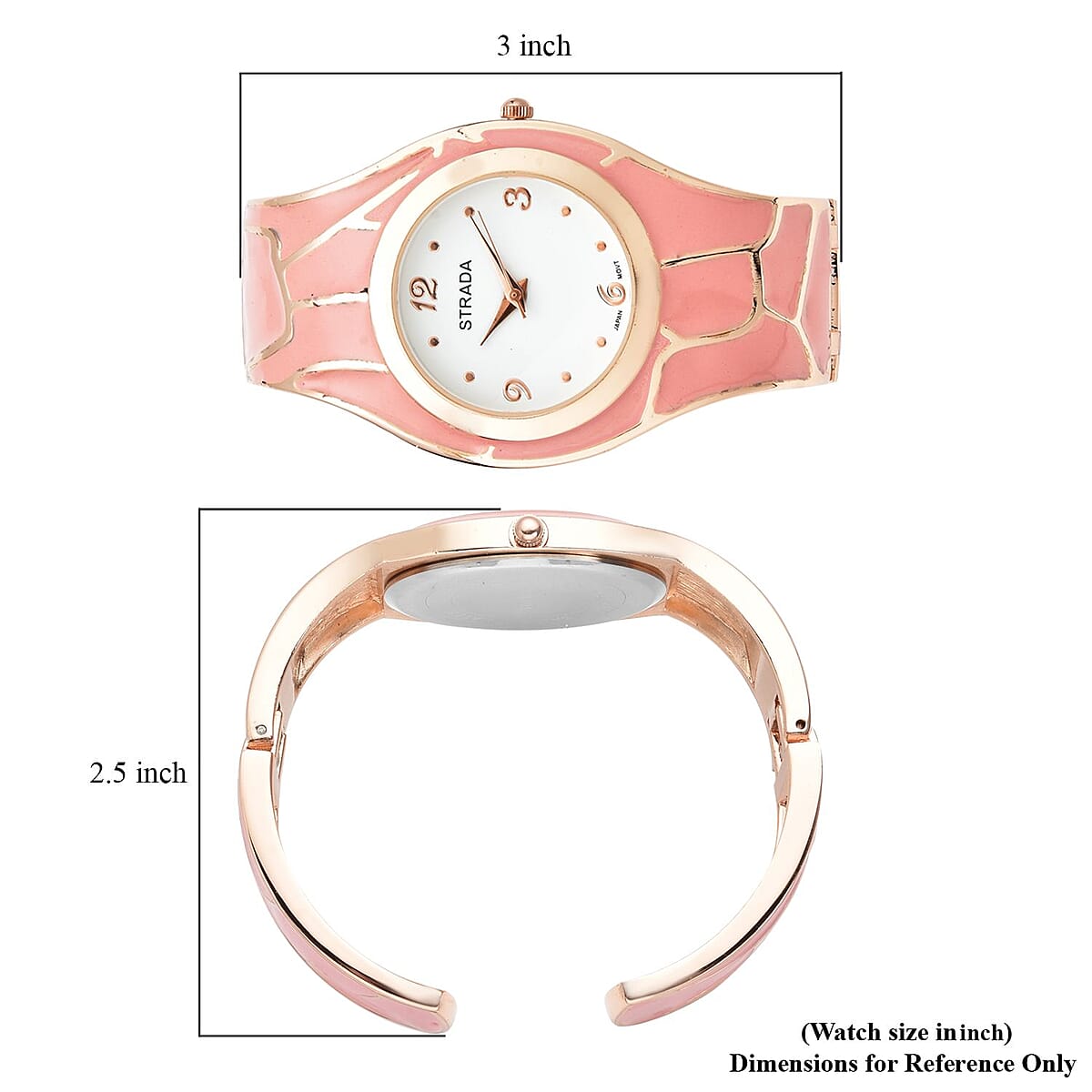 Strada Pink Enameled Japanese Movement Watch in Rosetone Strap (29.50mm) (7.0-7.75 Inch) image number 6