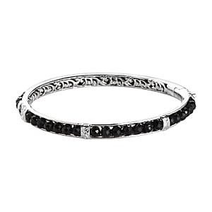 Thai Black Spinel 24.10 ctw Bangle Bracelet in Platinum Bond (7.25 In) 