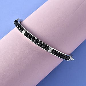 Thai Black Spinel 24.10 ctw Bangle Bracelet in Platinum Bond (7.25 In) 