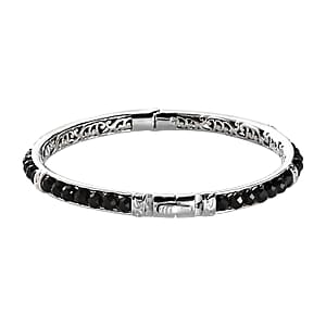 Thai Black Spinel 24.10 ctw Bangle Bracelet in Platinum Bond (7.25 In) 