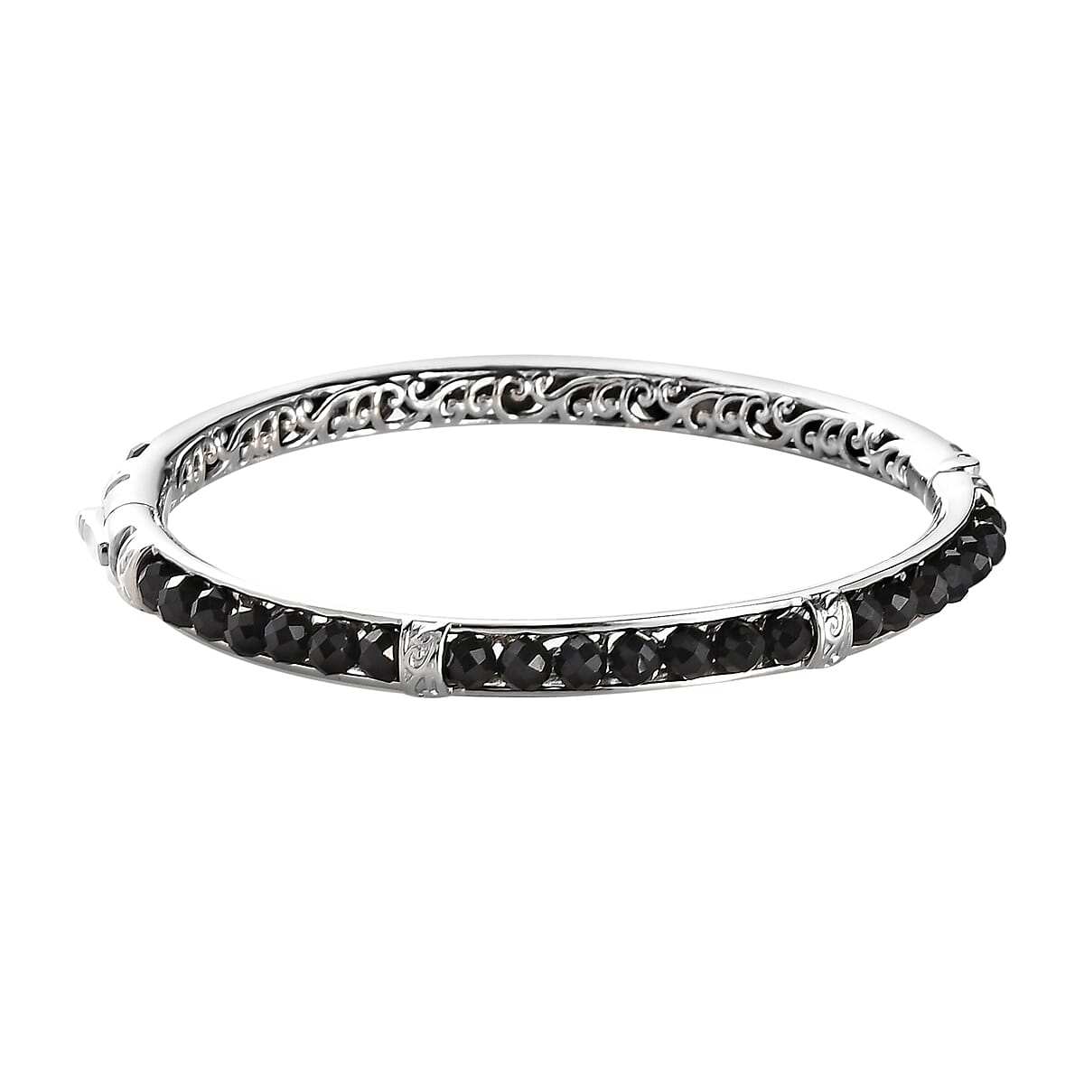 Thai Black Spinel 24.10 ctw Bangle Bracelet in Platinum Bond (7.25 In)  image number 4