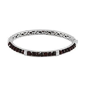 Mozambique Garnet 27.15 ctw Bangle Bracelet in Platinum Bond (7.25 In)