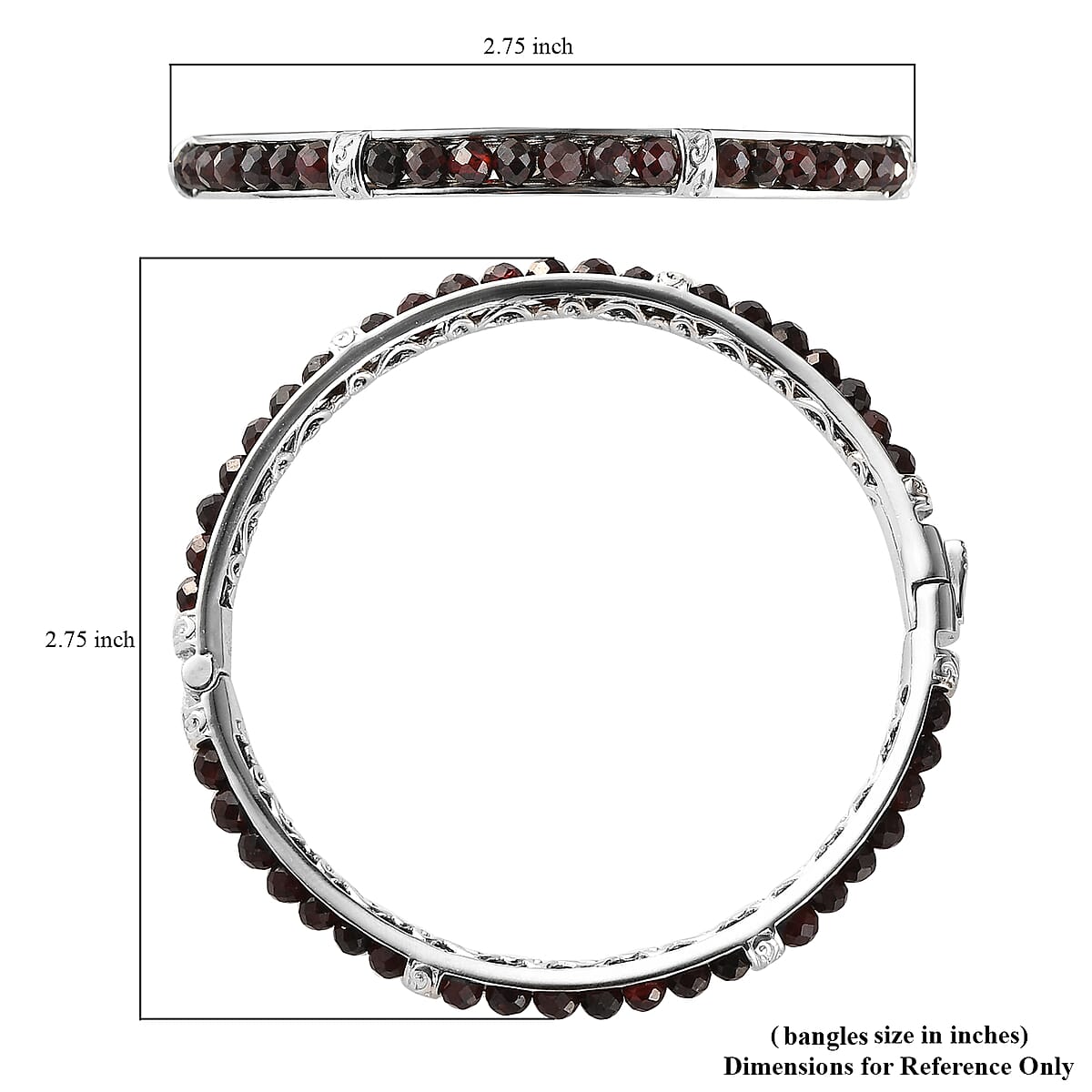 Mozambique Garnet 27.15 ctw Bangle Bracelet in Platinum Bond (7.25 In) image number 1