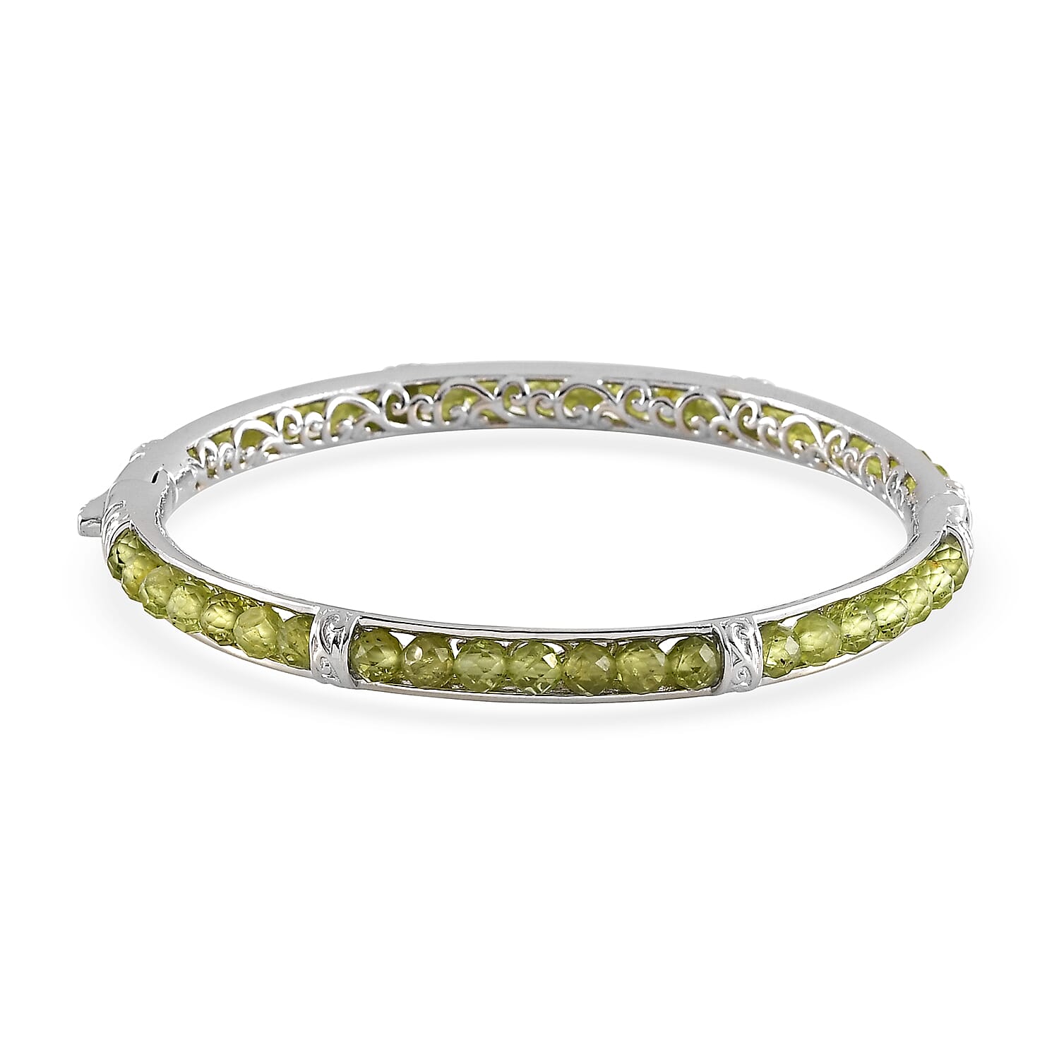 Hebei Peridot 22.65 ctw Bangle Bracelet in Platinum Bond (7.25 In)